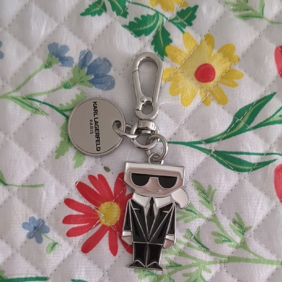 Karl Lagerfeld Black & Silver Keychain/ Bag Charm New W/O Tags - Picture 1 of 4
